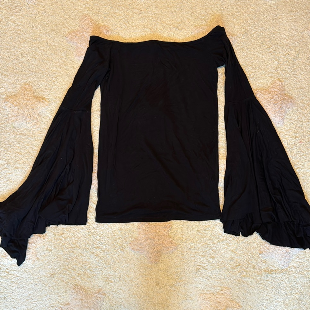 Off the shoulder, slinky, bell sleeve top